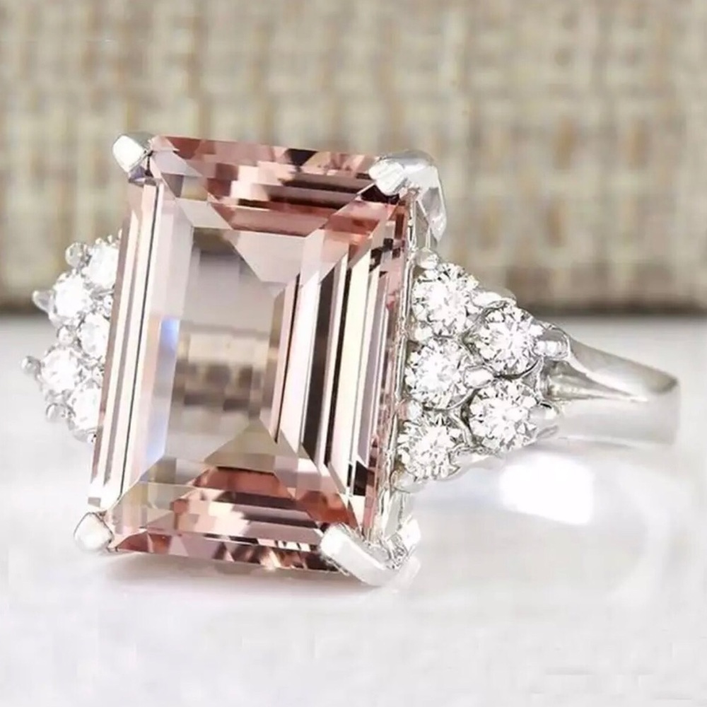 ✨7.00CT Morganite Quartz Engagement Ring✨ - Picture 3 of 4